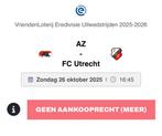 Az - fc utrecht uitvak, Tickets en Kaartjes, Losse kaart, Eén persoon, Oktober