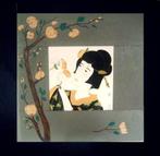 Schilderij Japanse Geisha met lentebloesem Aquarel, Ophalen