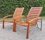 2 VAL-EUR Teak/RVS loungestoelen, verstelbaar, Gebruikt, Teakhout, Loungeset, Stoel