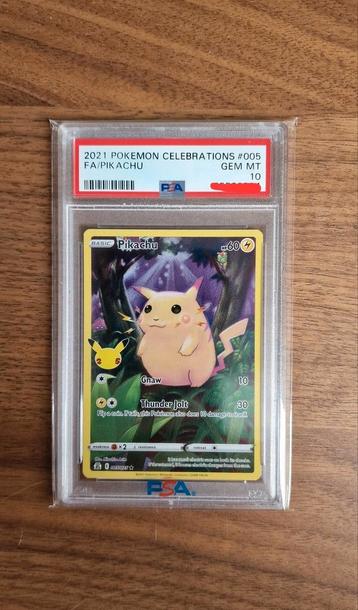 PSA 10 FA/Pikachu Full Art Celebrations 2021, Low pop beschikbaar voor biedingen