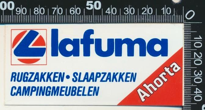 Sticker: Lafuma Rugzakken Slaapzakken Campingmeubelen, Verzamelen, Stickers, Zo goed als nieuw, Bedrijf of Vereniging, Verzenden