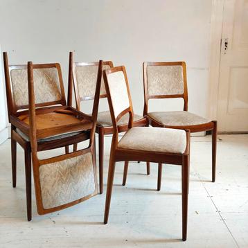 Vintage eetkamerstoelen lichte bekleding set van 6 beschikbaar voor biedingen