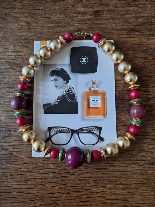 Vintage 80's ketting,  kauwgomballen style ketting, kralen, Sieraden, Tassen en Uiterlijk, Kettingen, Ophalen of Verzenden