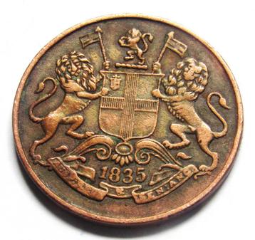 **  1835  - INDIA  -  One Quarter Anna  ** beschikbaar voor biedingen