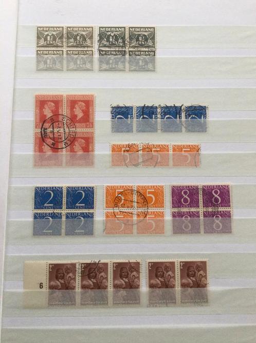 Partijtje gestempelde blokken van 4 en paartjes LEES, Postzegels en Munten, Postzegels | Nederland, Na 1940, Ophalen of Verzenden
