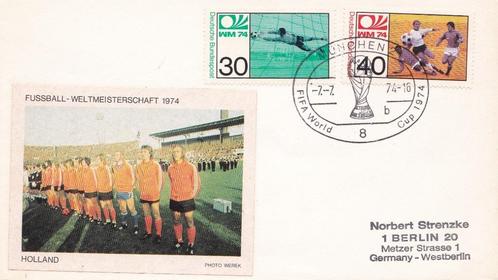 Wereldkampioenschap Voetbal 1974 envelop-zegels-stempel, Verzamelen, Sportartikelen en Voetbal, Zo goed als nieuw, Overige typen