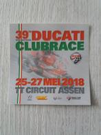 sticker 39 th international DUCATI clubrace 2018 TT Assen, Ophalen of Verzenden, Zo goed als nieuw, Auto of Motor