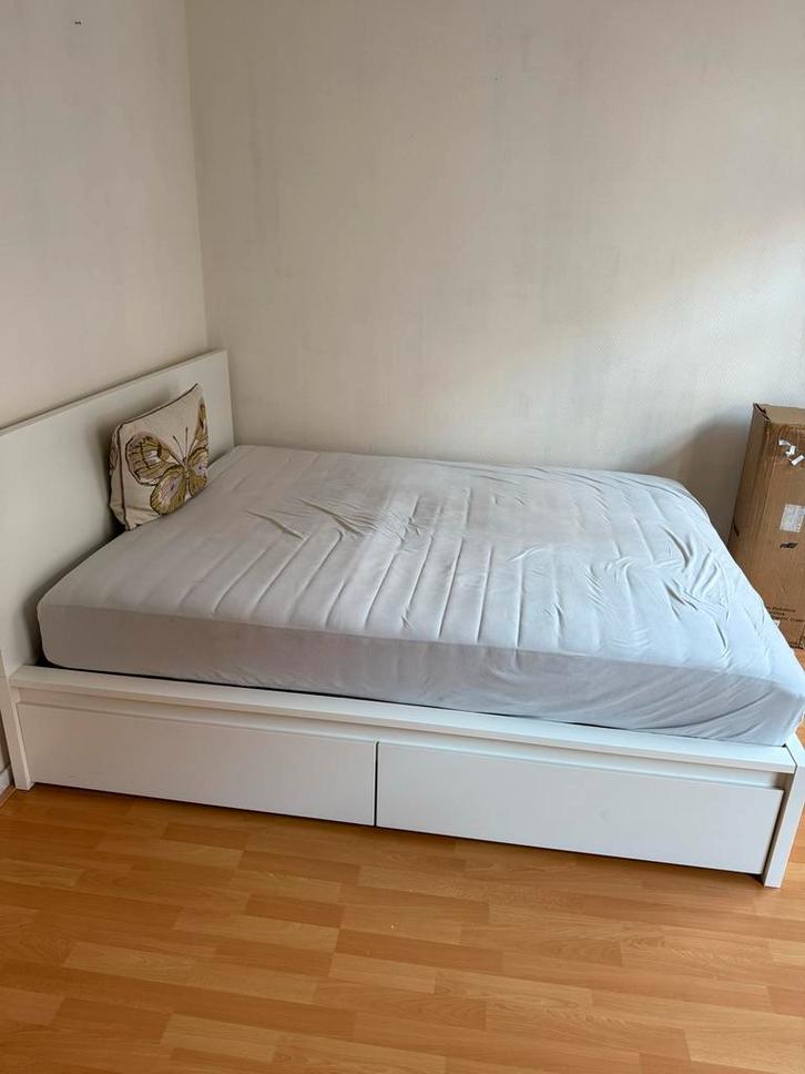 IKEA Malm bedframe - 160x200 - Zonder matras!, Huis en Inrichting, Slaapkamer | Bedden, Gebruikt, Twijfelaar, 160 cm, 200 cm, Hout