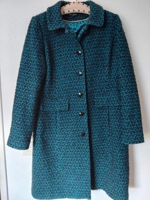 King louie Mantel wol Dragonfly green M, Kleding | Dames, Jassen | Winter, Zo goed als nieuw, Maat 38/40 (M), Blauw, Ophalen of Verzenden