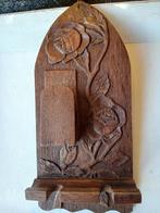 Eikenhouten pijpenhouder met luciferdoosje houder, Ophalen of Verzenden, Gebruikt