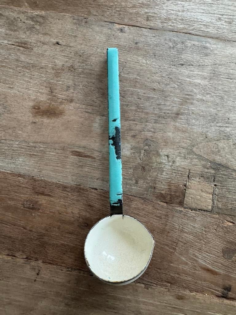 Laaks Brocante, emaille pollepel klein, Ophalen