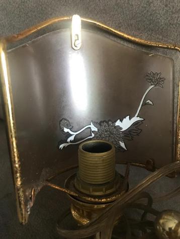 Vintage Messing Wandlampje Glas. beschikbaar voor biedingen