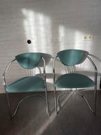 4 Effezeta Italiaans design Chrome buisframe stoelen vintage, Huis en Inrichting, Stoelen, Gebruikt, Stof, Ophalen