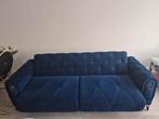 Luxe velvet koningsblauwe bankenset – verstelbaar in 3 stand, Ophalen, Zo goed als nieuw, 75 tot 100 cm, Stof