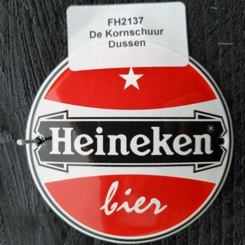 Heineken Bier emaille bord, Verzamelen, Biermerken, Gebruikt, Reclamebord, Plaat of Schild, Heineken, Ophalen of Verzenden