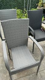 Tuinstoelen 2 grijs en 2 zwart, Ophalen of Verzenden, Zo goed als nieuw, Wicker, Stapelbaar