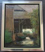 Schilderij Gert Kemper Landschap Giethoorn Schuur met punter, Ophalen of Verzenden