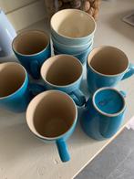 6 blauwe chocolade bekers en 4kommetjes blauw, Gebruikt, Keramiek, Ophalen of Verzenden, Effen