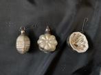 Vintage Set van 3 antiek glazen kerstballen waarvan 1 met, Ophalen, Gebruikt