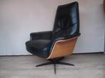 KEURIGE Gealux design relax fauteuil zwart leder / hout M, Ophalen of Verzenden, Zo goed als nieuw, Metaal, 50 tot 75 cm