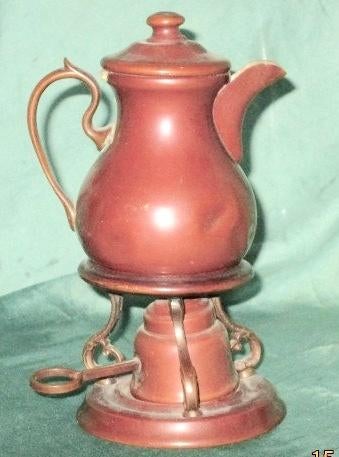 antiek poppengoed - antiek koperen koffiepotje op comfoor, Ophalen of Verzenden