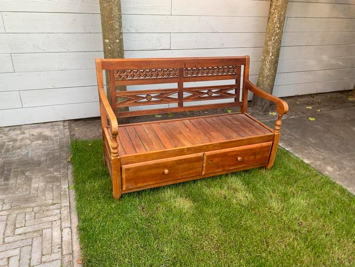 Stationsbank met opbergruimte, Antiek en Kunst, Antiek | Meubels | Stoelen en Banken, Ophalen