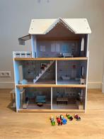 Poppenhuis met meubels en poppetjes, Ophalen, Gebruikt, Poppenhuis