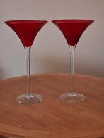 Set van 2 glazen Martini-vazen op hoge voet., Overige kleuren, 50 tot 75 cm, Ophalen of Verzenden, Glas