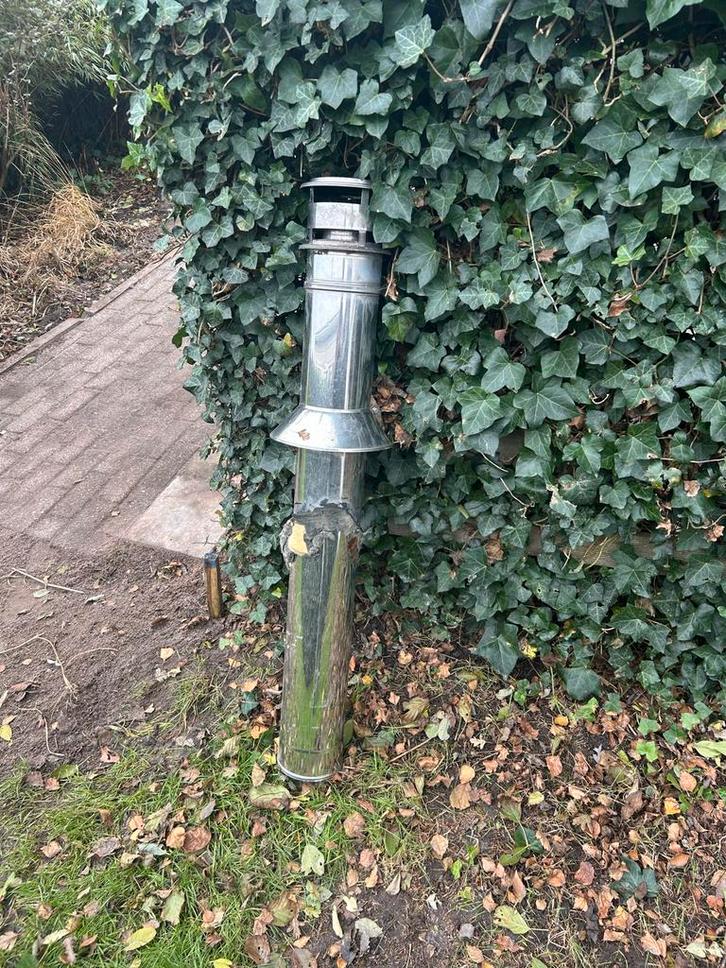 Rookkanaal Pelletkachel DakplaatDWschuin, 1m DW buis,trekkap, Doe-het-zelf en Verbouw, Verwarming en Radiatoren, Gebruikt, Kachel