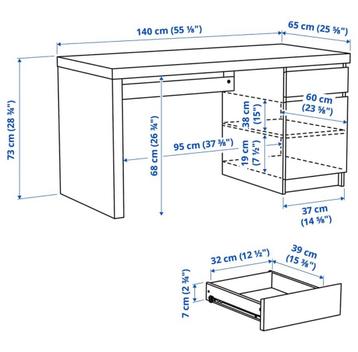 Ikea MALM bureau 140x65cm - afbeelding 7