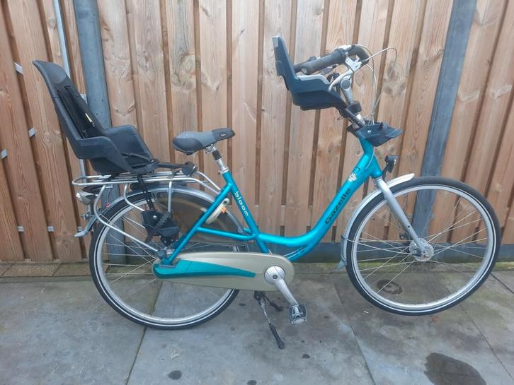 moederfiets met 2 zitjes Gazelle Bloom 28 inch 53 cm 7 versn, Fietsen en Brommers, Fietsen | Dames | Moederfietsen, Gebruikt, Gazelle