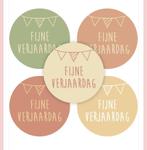 Sluitstickers Fijne Verjaardag vlaggenlijn per 5 stickers, Verzenden, Nieuw, Meerdere stickers