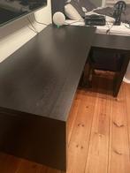 Ikea bureau malm zwart uitschuifbaar, Huis en Inrichting, Bureaus, Ophalen, Gebruikt