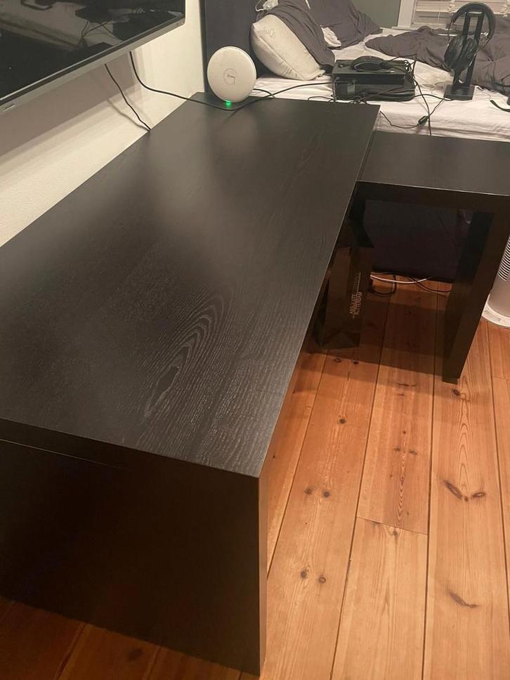 Ikea bureau malm zwart uitschuifbaar, Huis en Inrichting, Bureaus, Gebruikt, Ophalen
