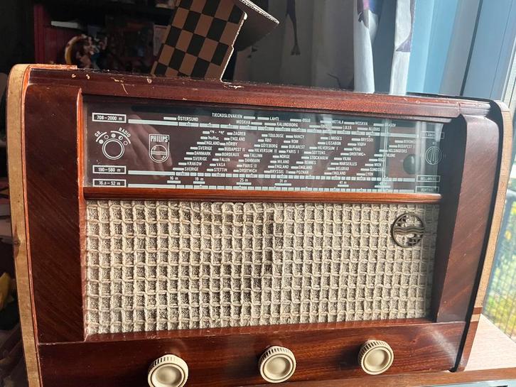 Philips BS491A buizenradio uit 1950, Antiek en Kunst, Antiek | Tv's en Audio, Ophalen of Verzenden