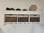 Kapstok wit met rieten manden, Huis en Inrichting, Woonaccessoires | Kapstokken, Gebruikt, Minder dan 100 cm, Hout, Ophalen
