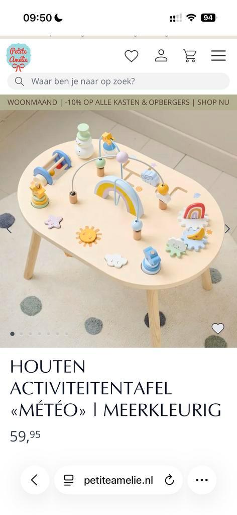 Houten Activiteitentafel "Météo" Petite Amelie, Kinderen en Baby's, Speelgoed | Speeltafels, Nieuw, Ophalen of Verzenden