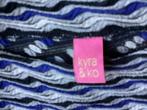 Helder blauw/wit/zwarte strecth jurk van Kyra en Ko mt L, Kyra & Ko, Ophalen of Verzenden, Zo goed als nieuw, Knielengte
