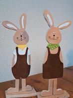 2 Handgemaakte Houten Paashaasjes - Decoratie, Ophalen of Verzenden, Nieuw