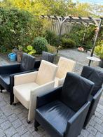 Mooie Leren Eetttafel Stoelen (op wieltjes), Gebruikt, Zwart, Ophalen of Verzenden, Modern