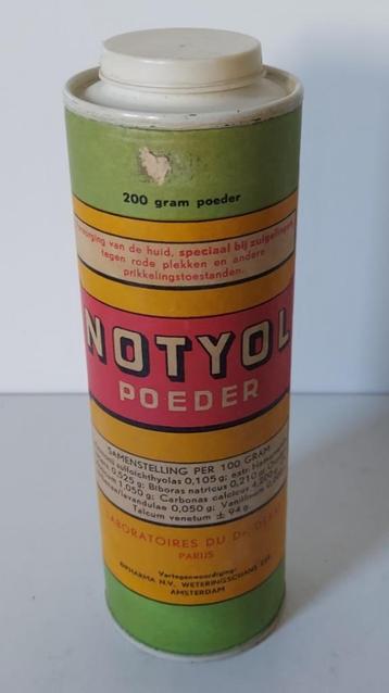 Vintage antiek blikken busje Notyol poeder beschikbaar voor biedingen
