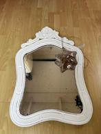 Brocante spiegel, witte lijst, Antiek en Kunst, Antiek | Spiegels, Overige vormen, 50 tot 100 cm, Minder dan 100 cm, Ophalen