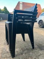 4 Zwarte Tuinstoelen - Kunststof, Huis en Inrichting, Stoelen, Ophalen, Kunststof, Gebruikt, Zwart