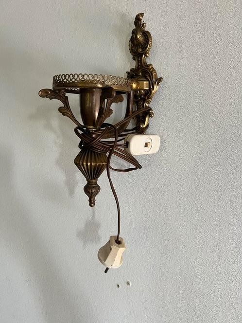 Antieke Messing Wandlamp, Huis en Inrichting, Lampen | Wandlampen, Gebruikt, Metaal, Ophalen of Verzenden
