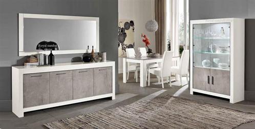 DRESSOIR-VITRINE-EETTAFEL HOOGGLANS WIT-MARMER, Huis en Inrichting, Complete eetkamers, Nieuw, Ophalen of Verzenden