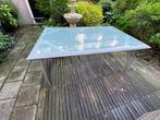 Glazen tuintafel, Tuin en Terras, Tuintafels, Ophalen, Gebruikt, Rechthoekig, Aluminium