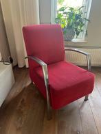 Rode fauteuil met metalen frame, Huis en Inrichting, Ophalen, Gebruikt, 75 tot 100 cm, Metaal
