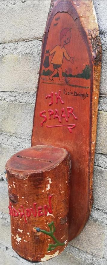 Spaarpot. Eindhoven. Berkenhout. Handpainted. Ca '20/'40. beschikbaar voor biedingen