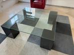 Salontafel 1.20 x 1.20 meter, donkergrijs/glas, Huis en Inrichting, Tafels | Salontafels, Minder dan 50 cm, Glas, 100 tot 150 cm