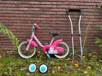 Leuk kinderfietsje met duwstang en zijwieltjes!, Ophalen, Gebruikt, Zijwieltjes